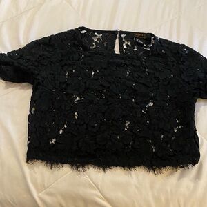 Forever 21 Black Floral Lace crop top